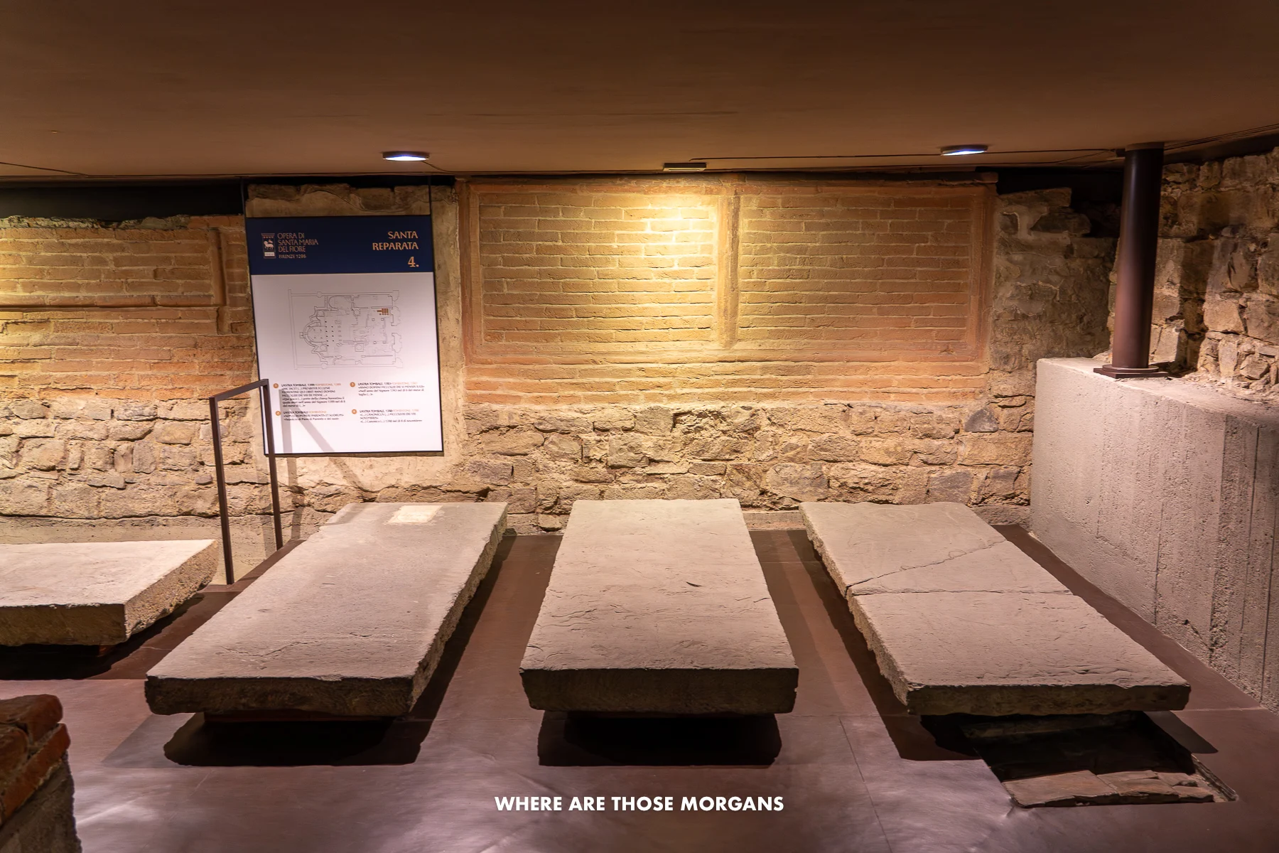 Photo of three tombs inside Santa Reparata at Cattedrale di Santa Maria del Fiore