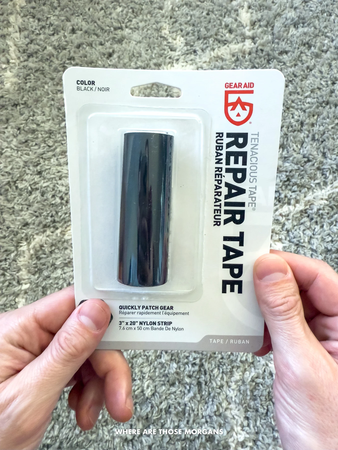 package of gear aid black repair tape