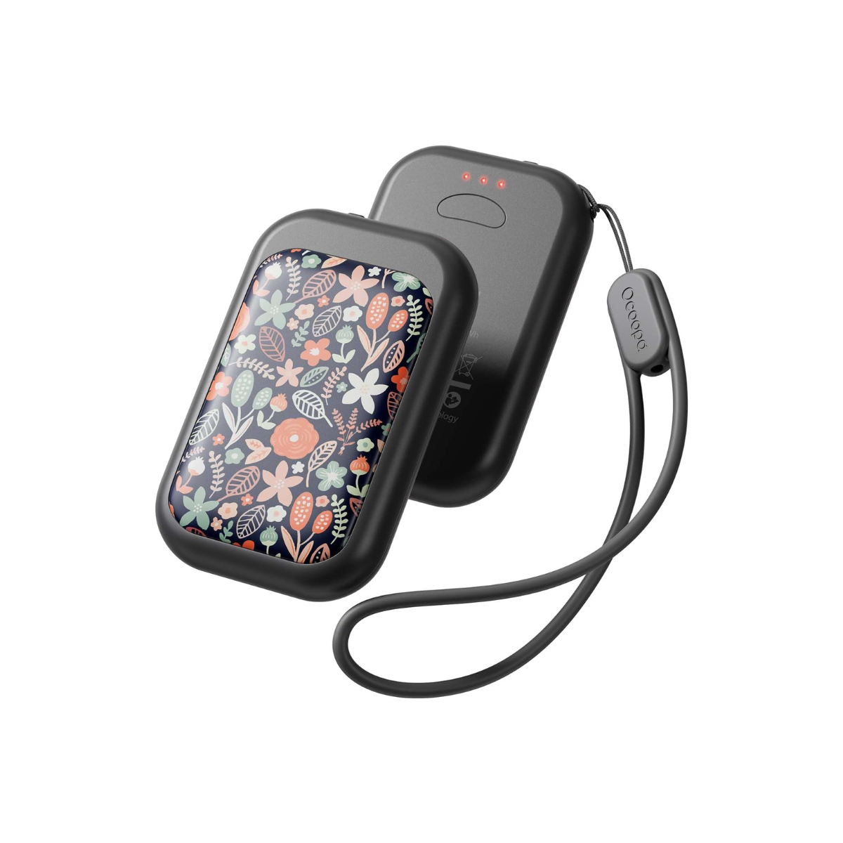 rechargeable hand warmers Two rechargeable hand warmers with a flower print and sling