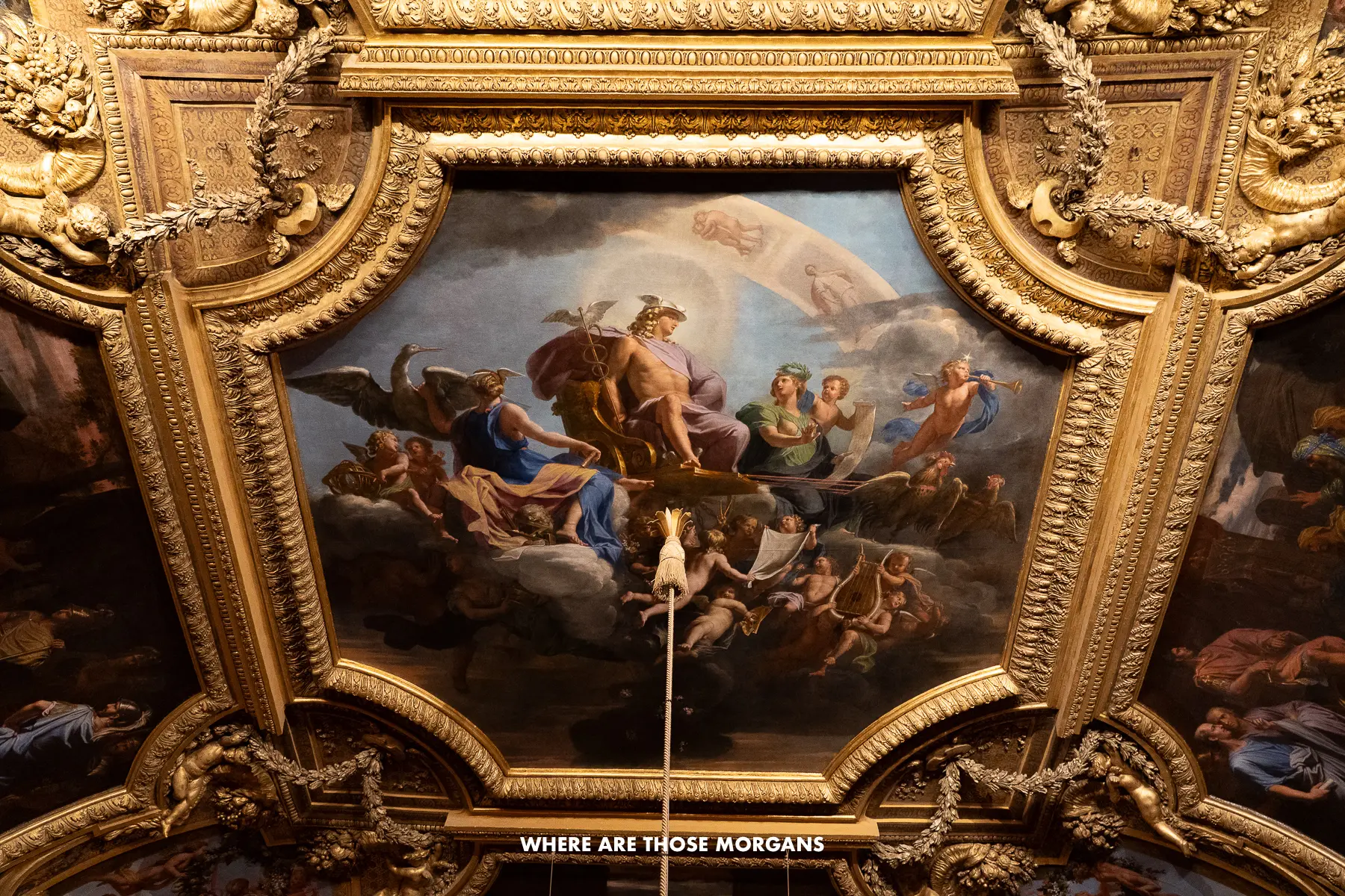 Painting on the ceiling inside the Palace of Versailles