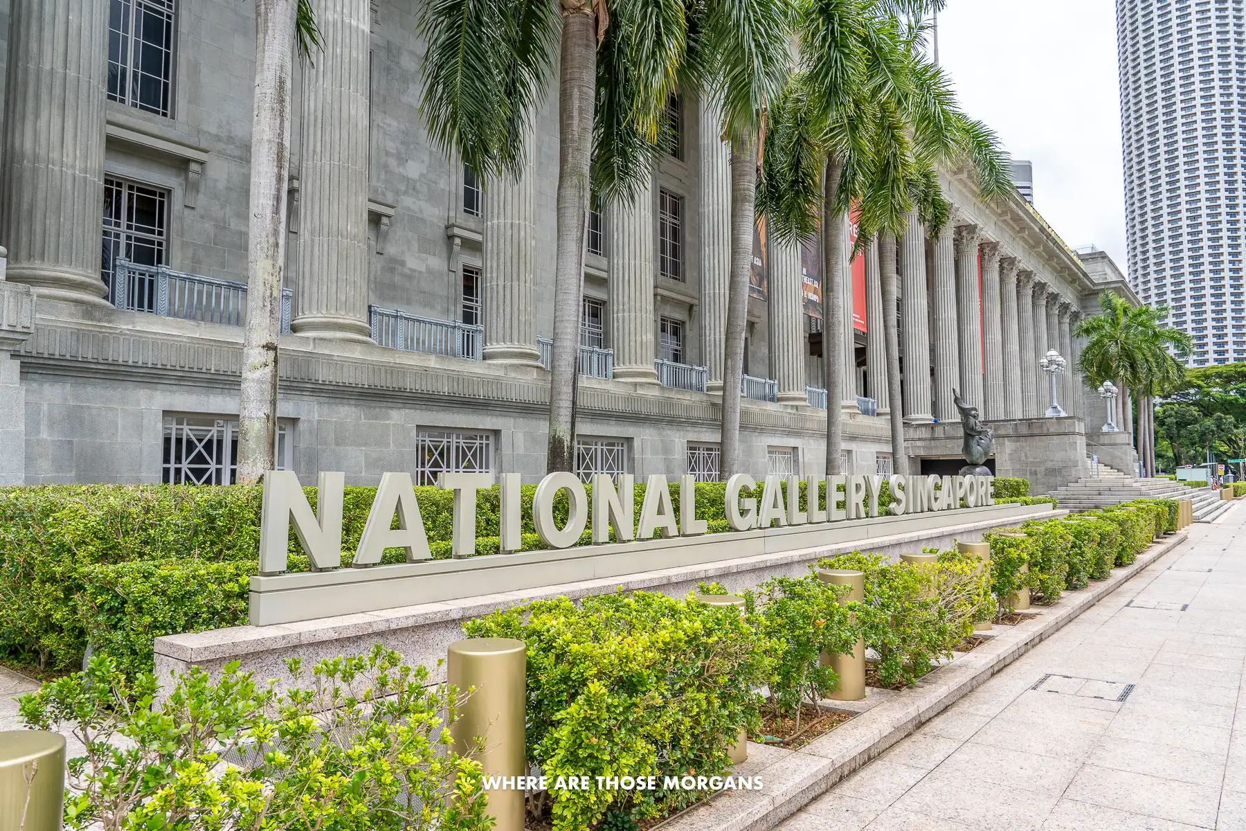 Photo of the outside of Singapore's National Gallery looking down the street on an angle