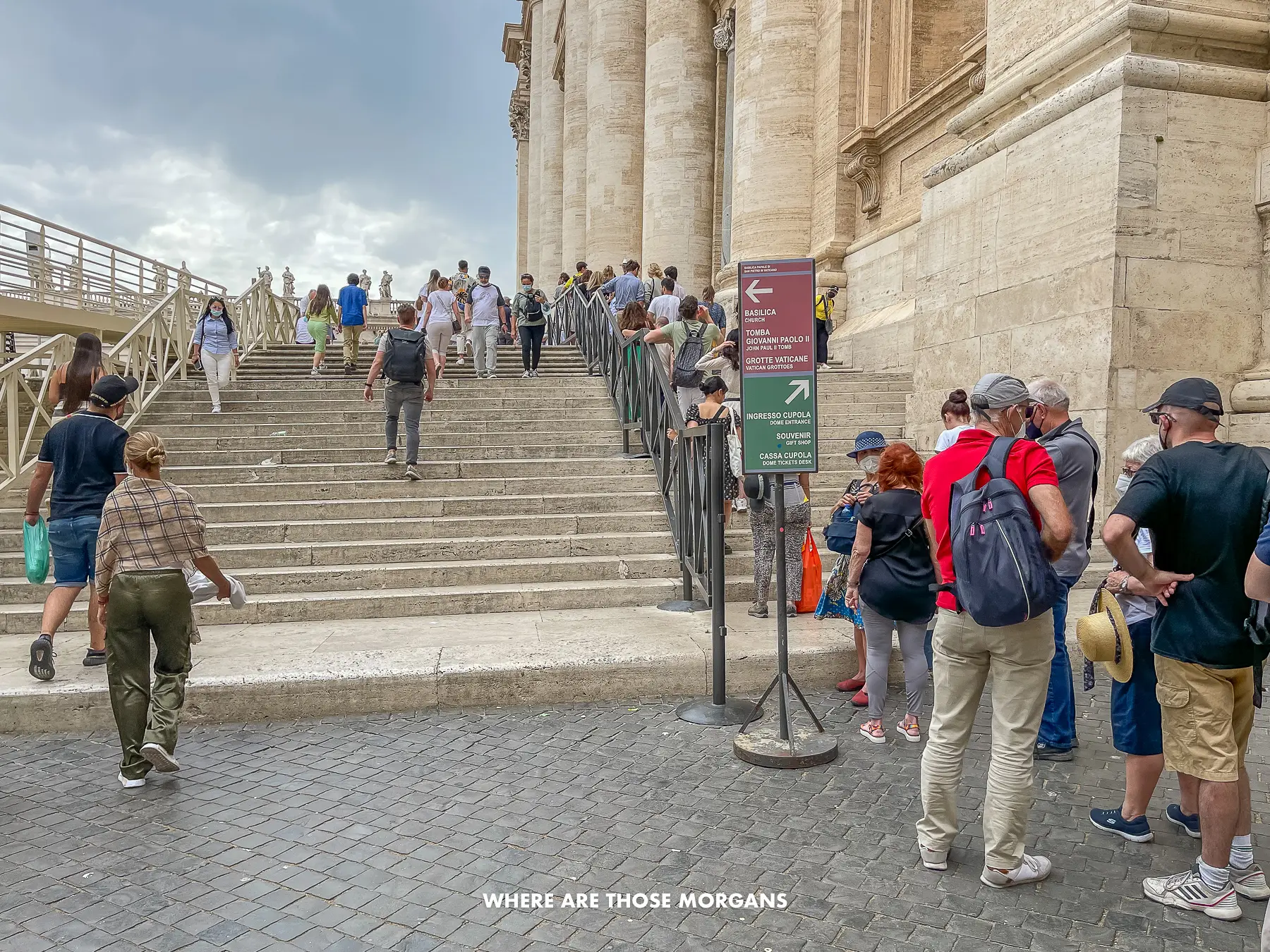 Long line of people waiting to go up the St Peter's Basilica Dome