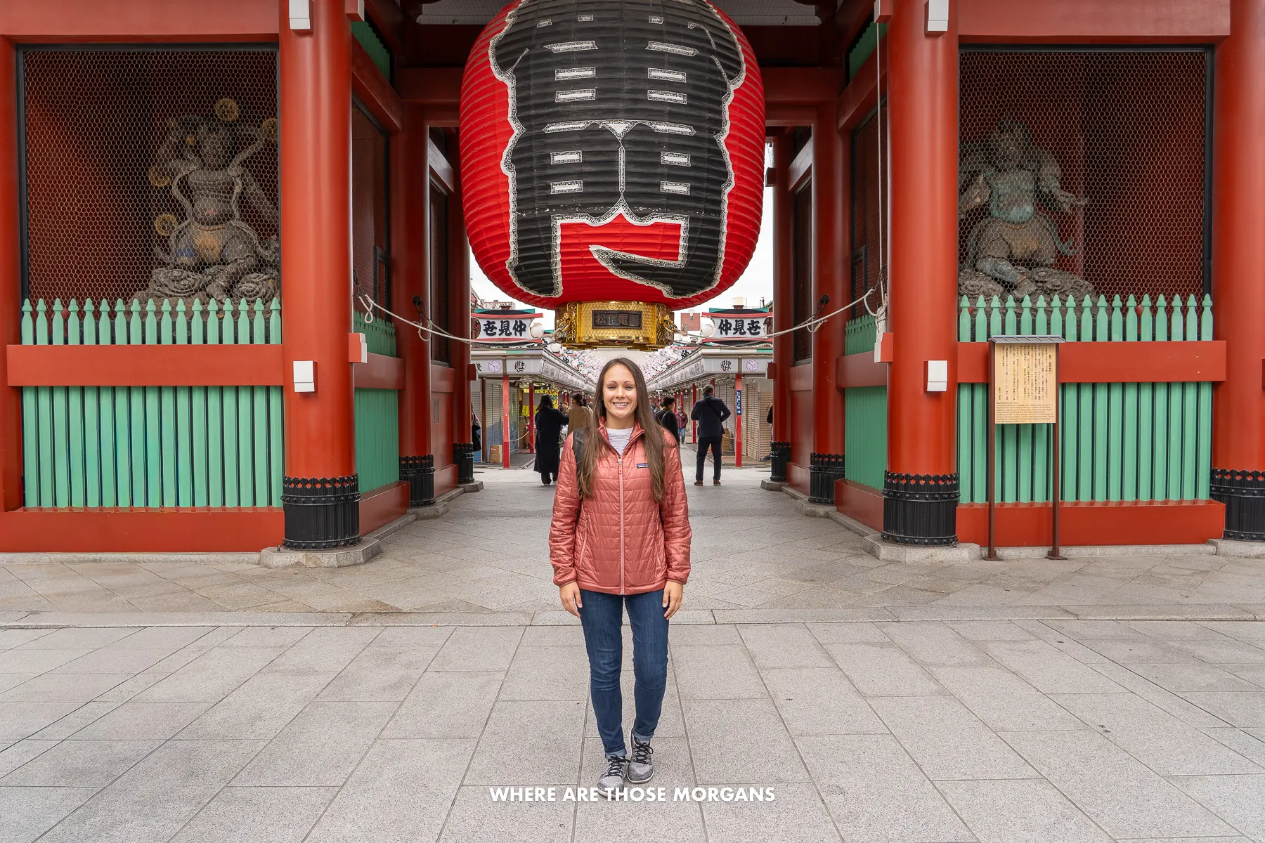 Kristen from Where Are Those Morgans standing in front of Kaminarimon Gate in Asakusa Tokyo