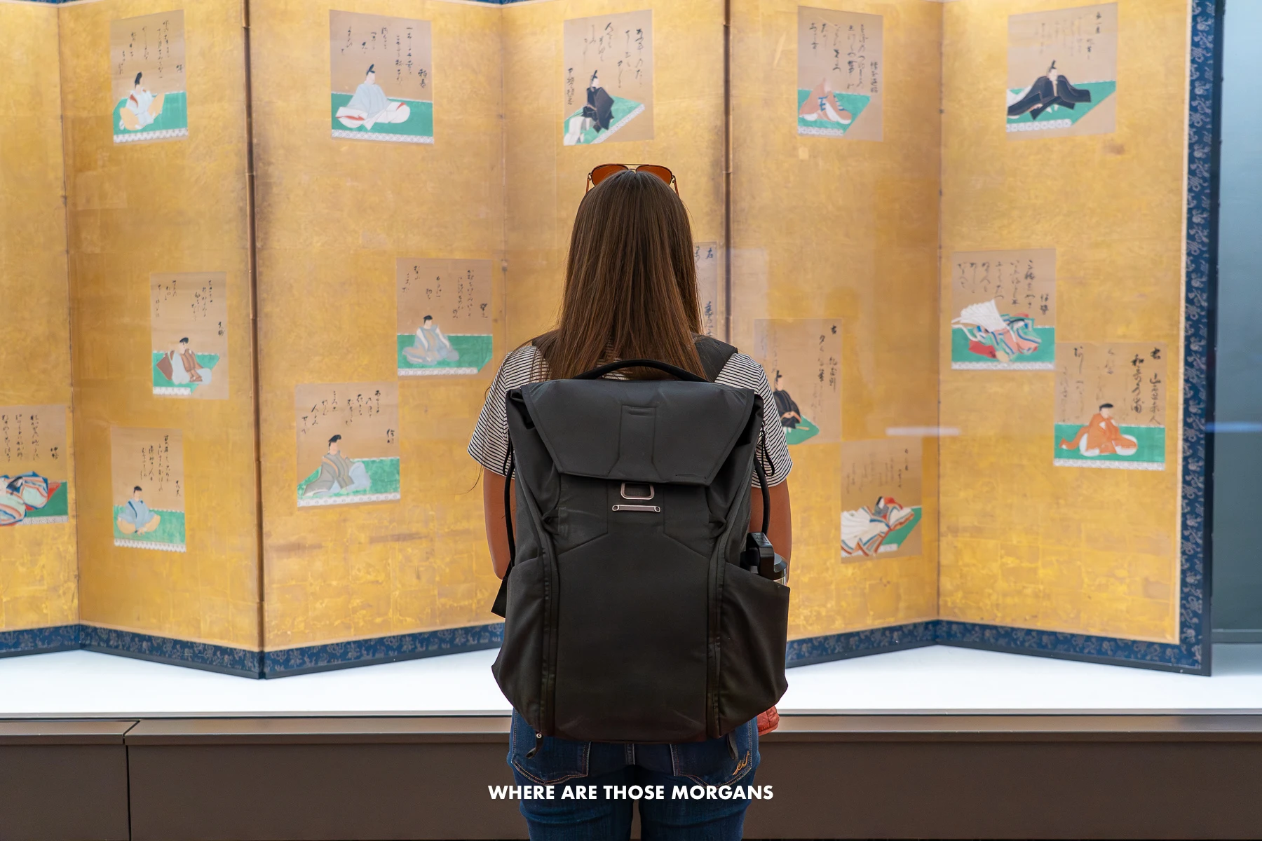 Kristen from Where Are Those Morgans looking at an exhibit inside the Tokyo National Museum