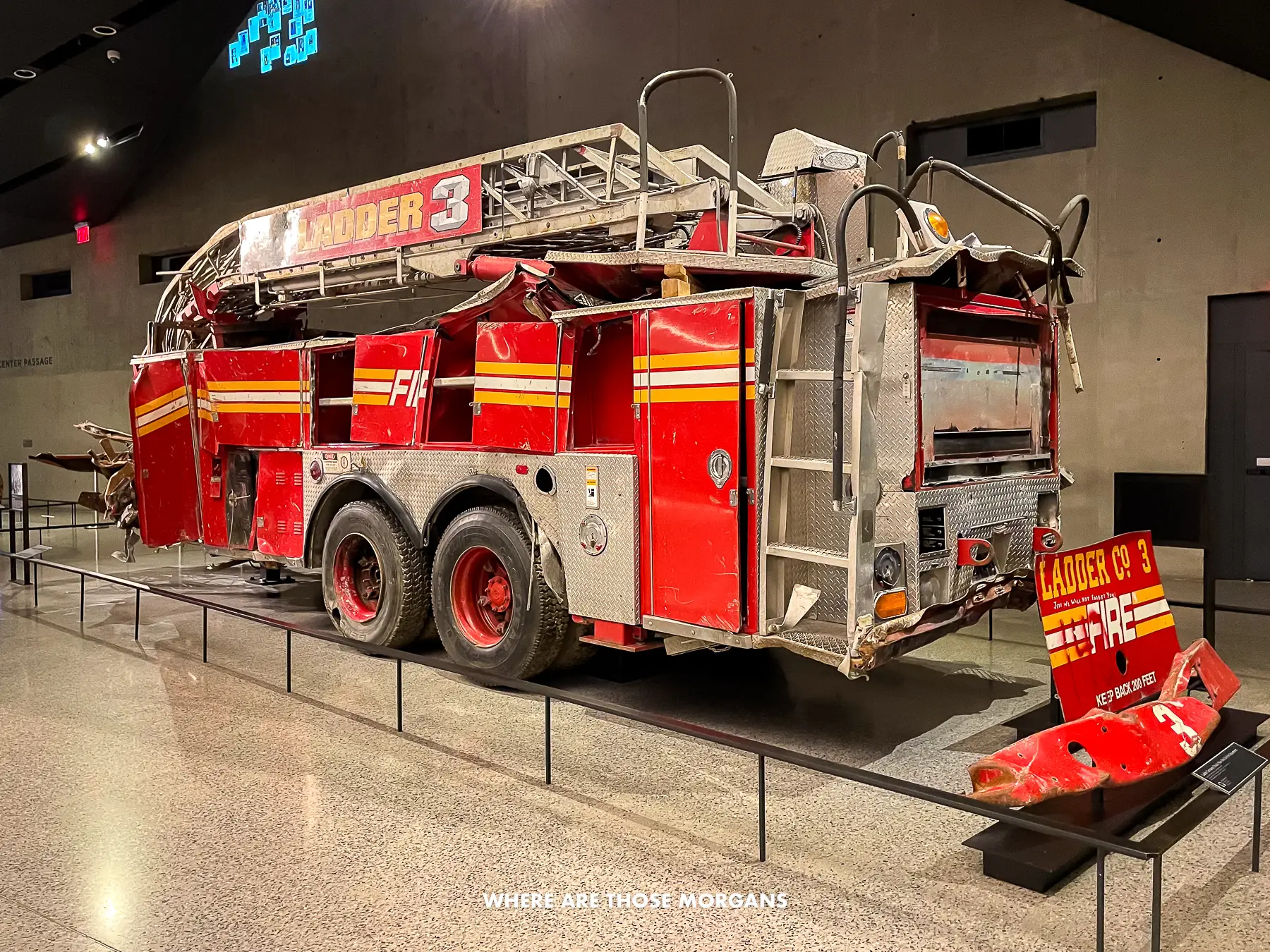Broken firetruck exhibit inside the 9/11 Museum in New York City