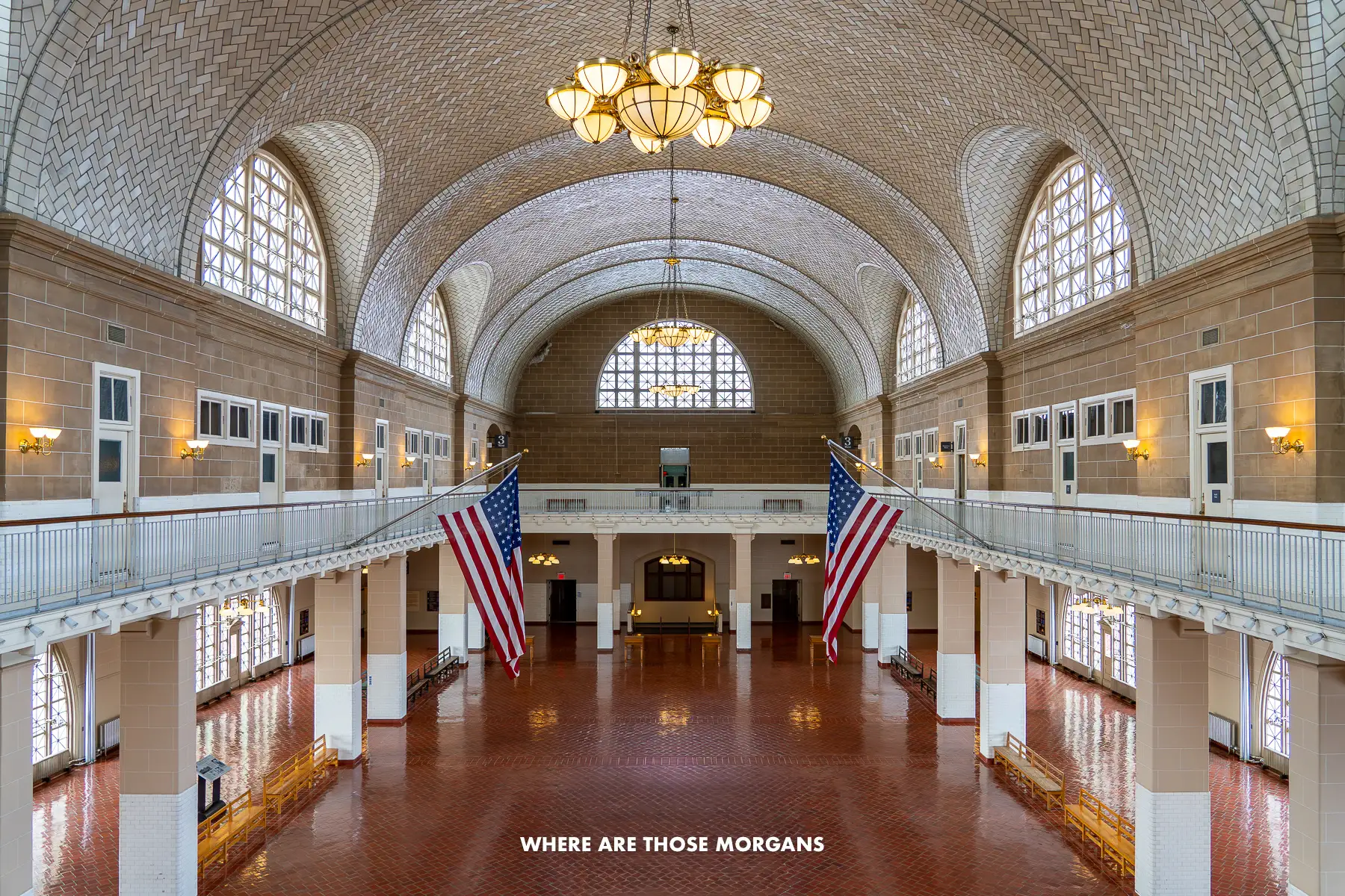 The Great Hall in Ellis Island Immigration Museum completely empty