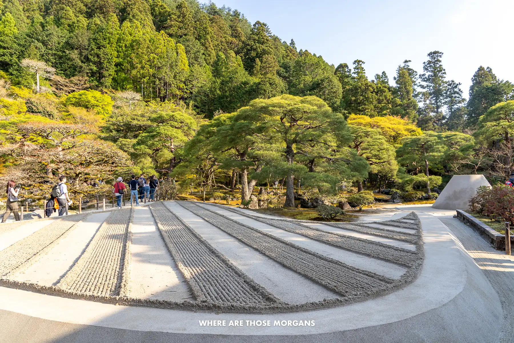 Raked gravel garden with cone-shaped mound at Ginkaku-ji