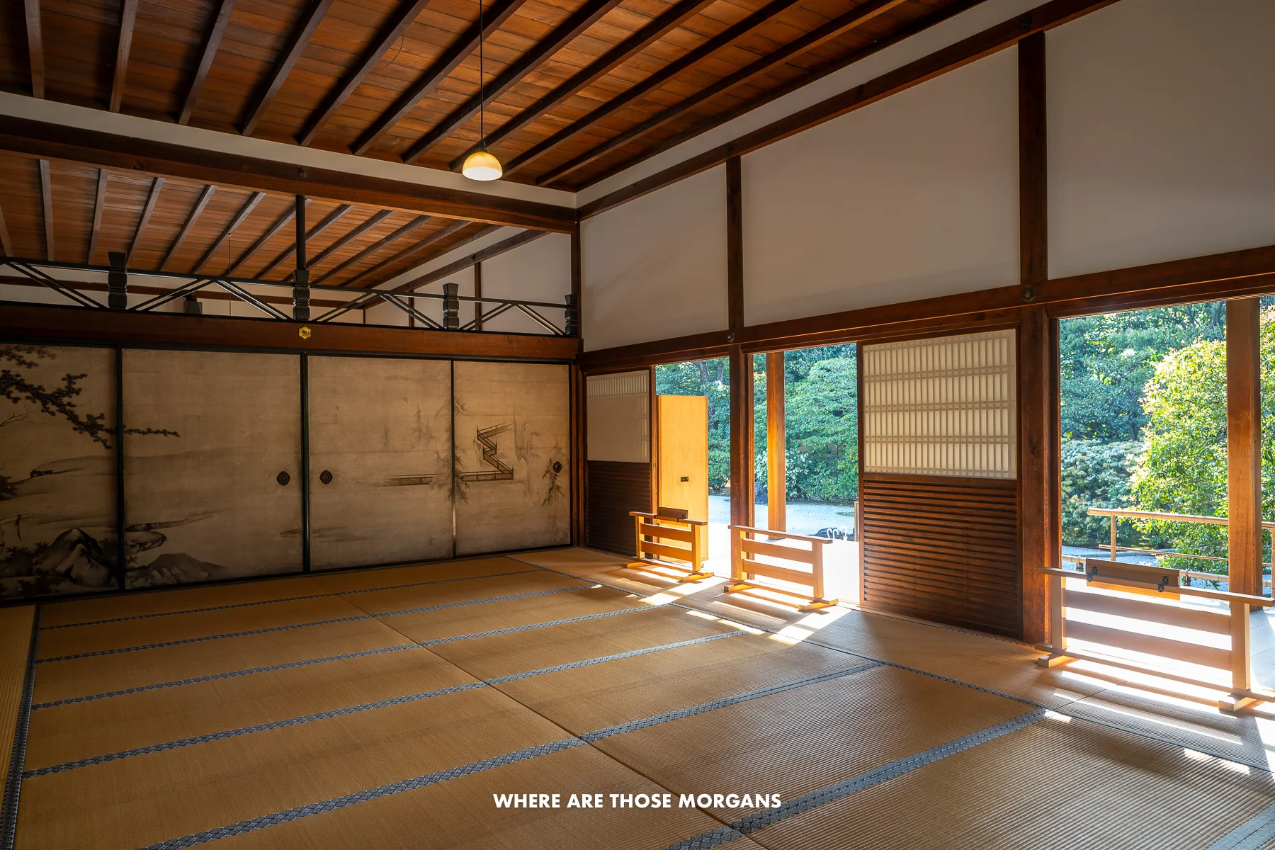 Large room with tatami floor and sliding doors in Kennin-ji Temple