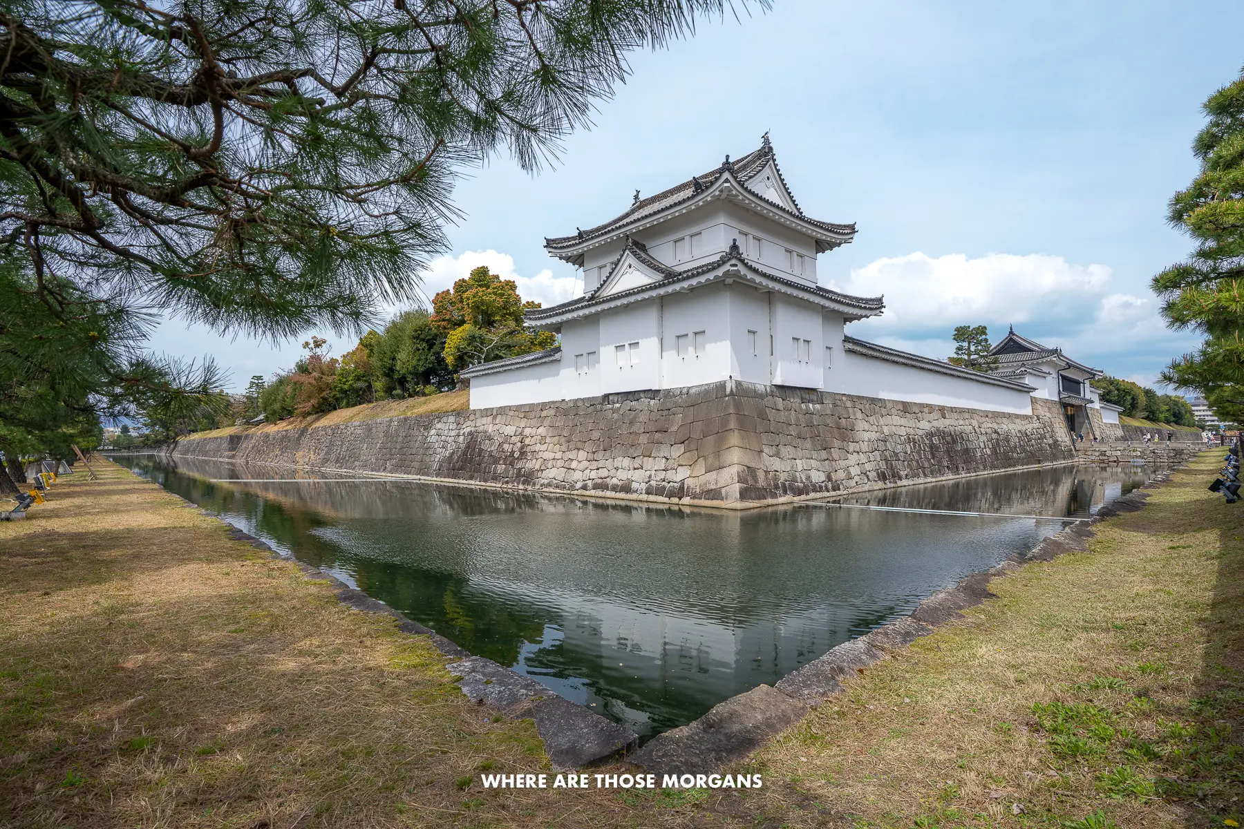 The outer perimeter and moat of Nijo Castle in Kyoto