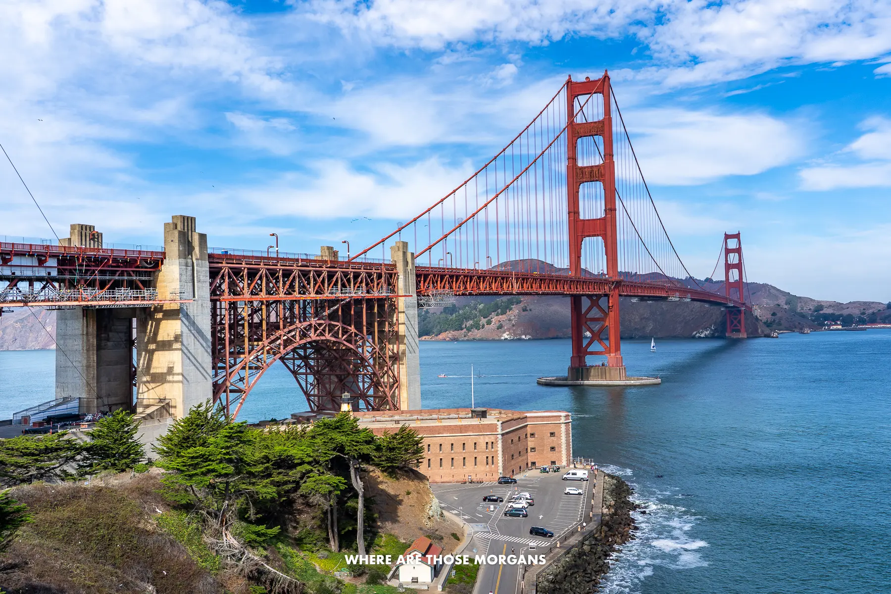 View of the Golden Gate Bridge from a viewpoint on the south side of the bridge