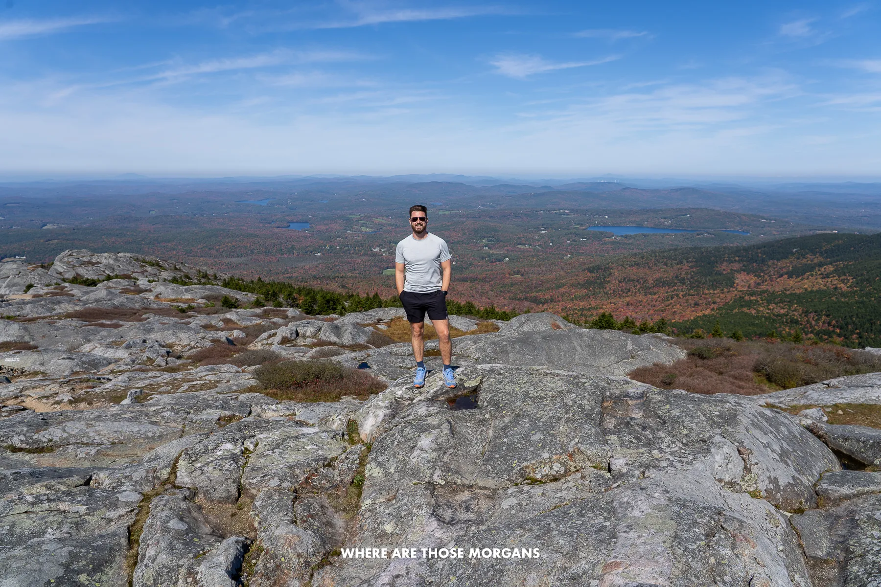 Mark from Where Are Those Morgans at the wide open summit of Mt Monadnock with horizon reaching views