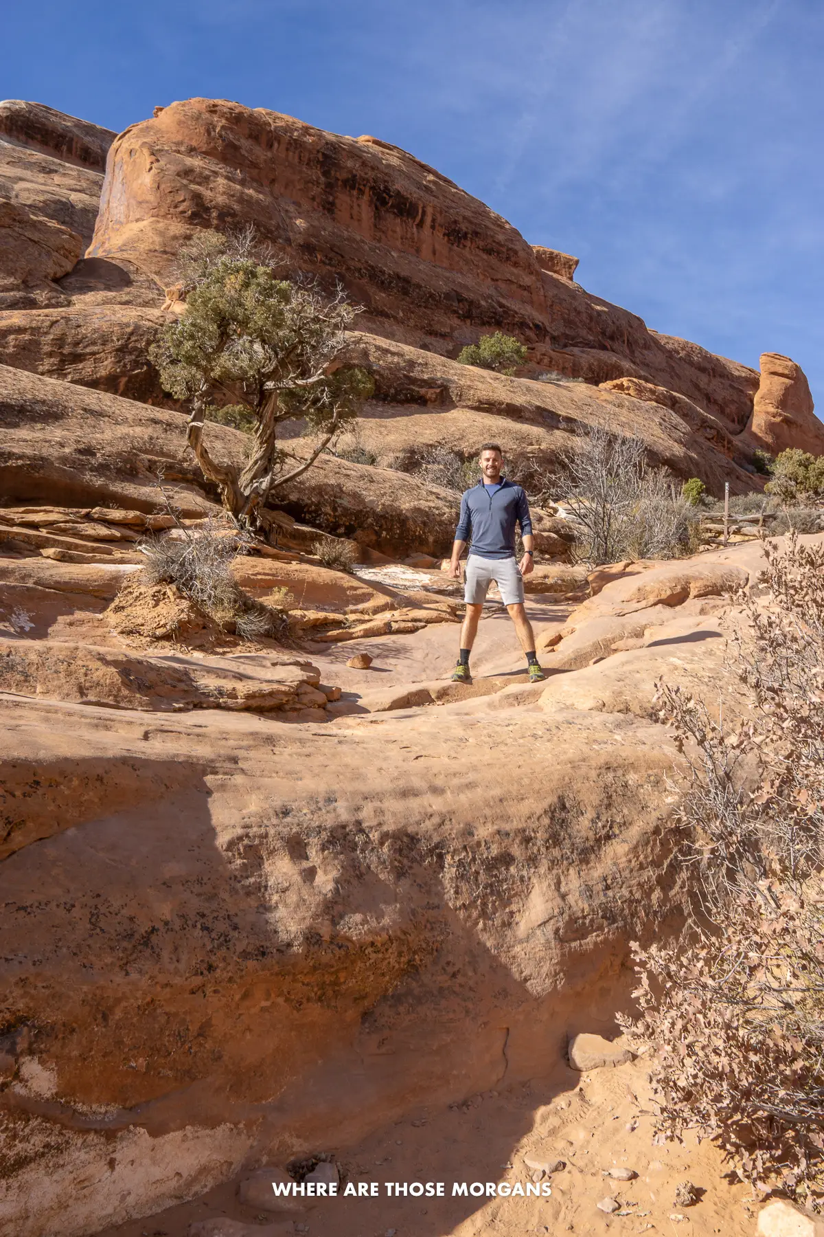Mark from Where Are Those Morgans hiking the primitive section of Devils Garden Trail in Arches