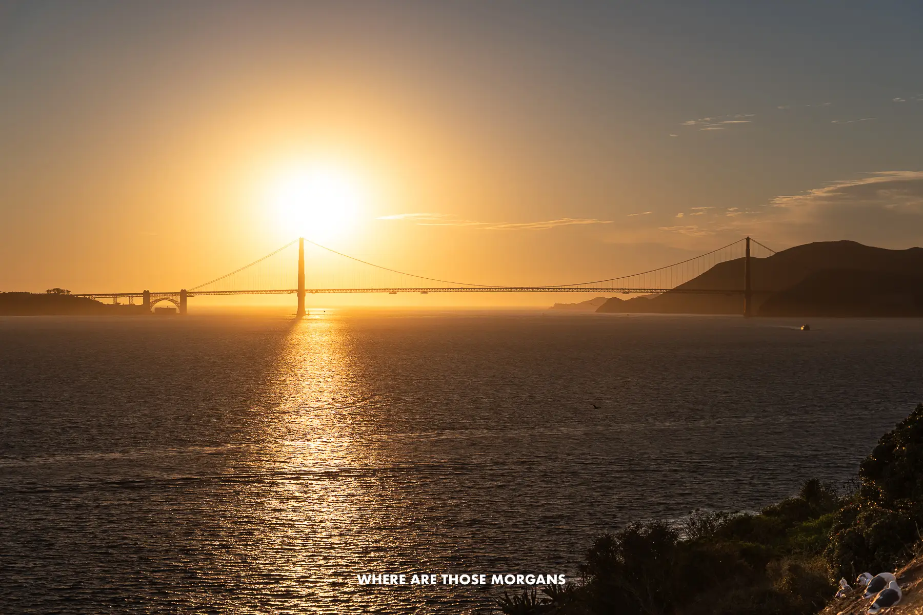 Sunset over the Golden Gate Bridge in San Francisco taken from Alcatraz Island