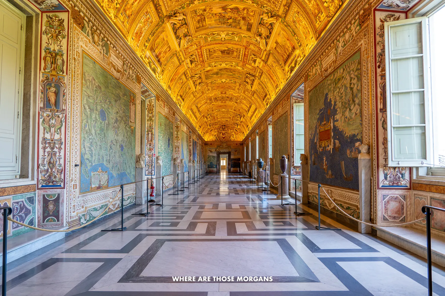 Photo of the Gallery of Maps in the Vatican Museum with no people in the hall