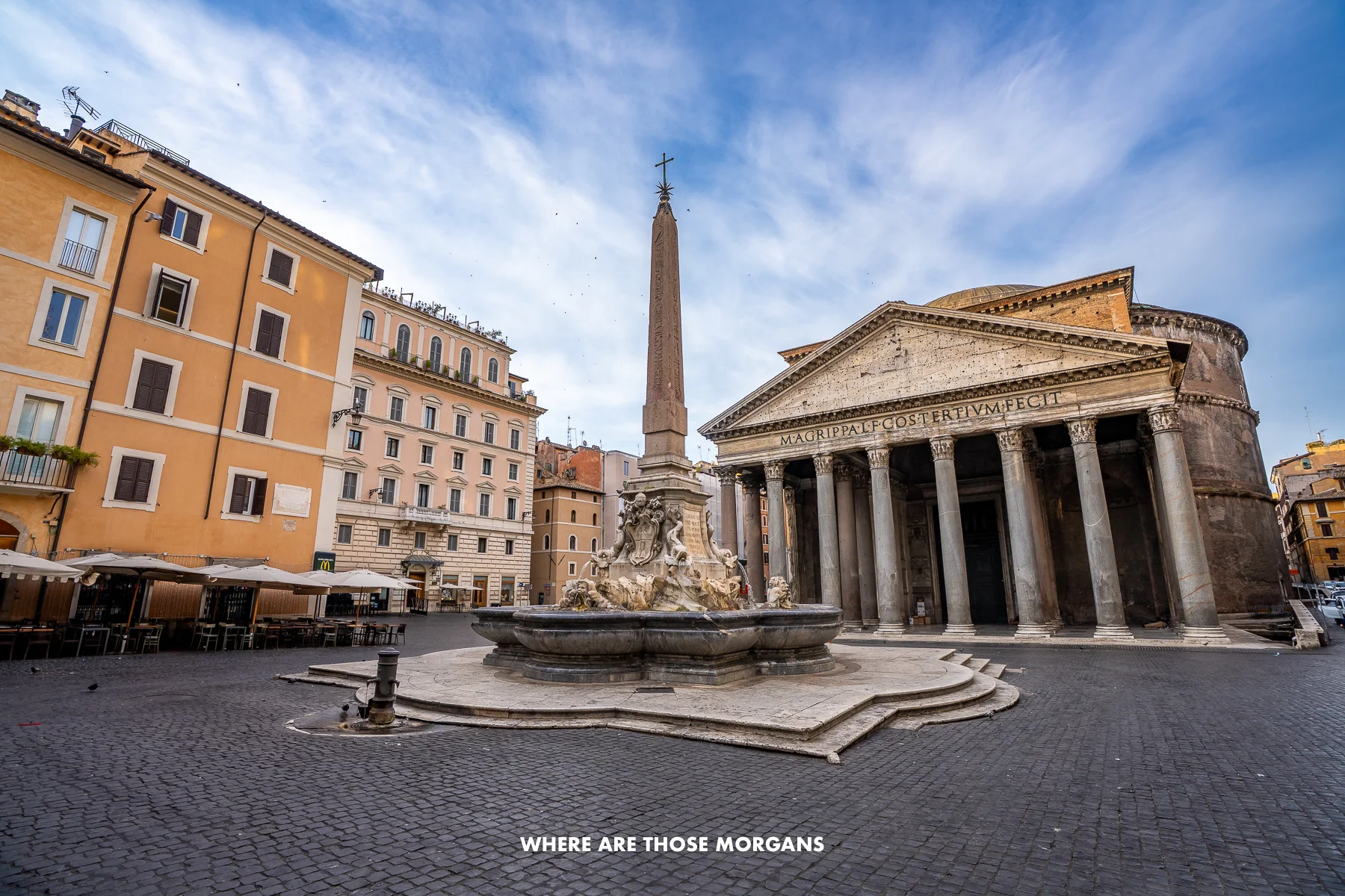 Piazza della Rotunda in Rome at dawn with no people