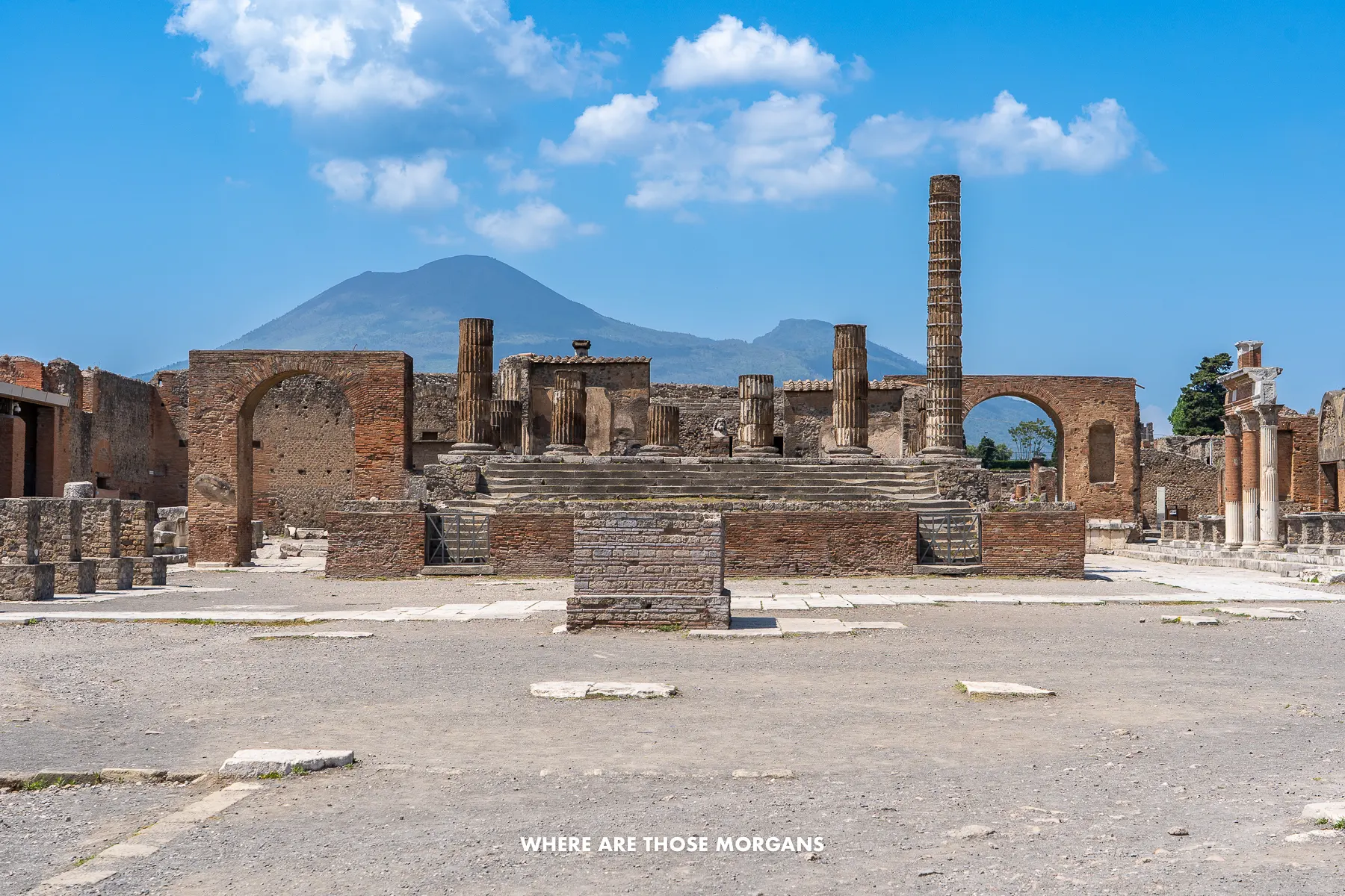 Photo of the ruins in Pompeii Italy on a clear sunny day with no people