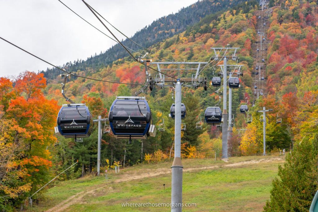 Cloud splitter gondola to Little Whiteface with colorful trees