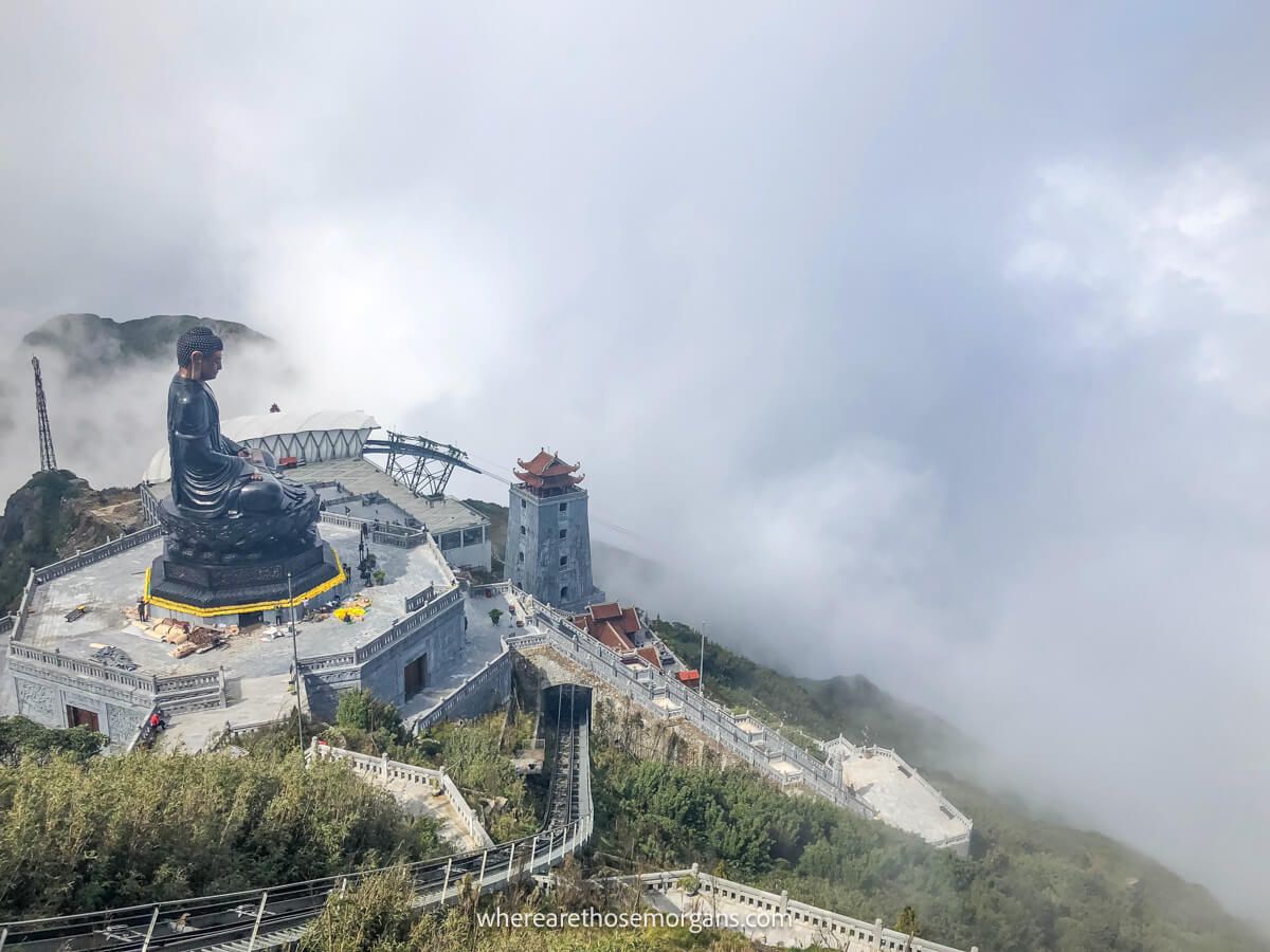 Large bronze Buddha statue on the top of Mount Fansipan