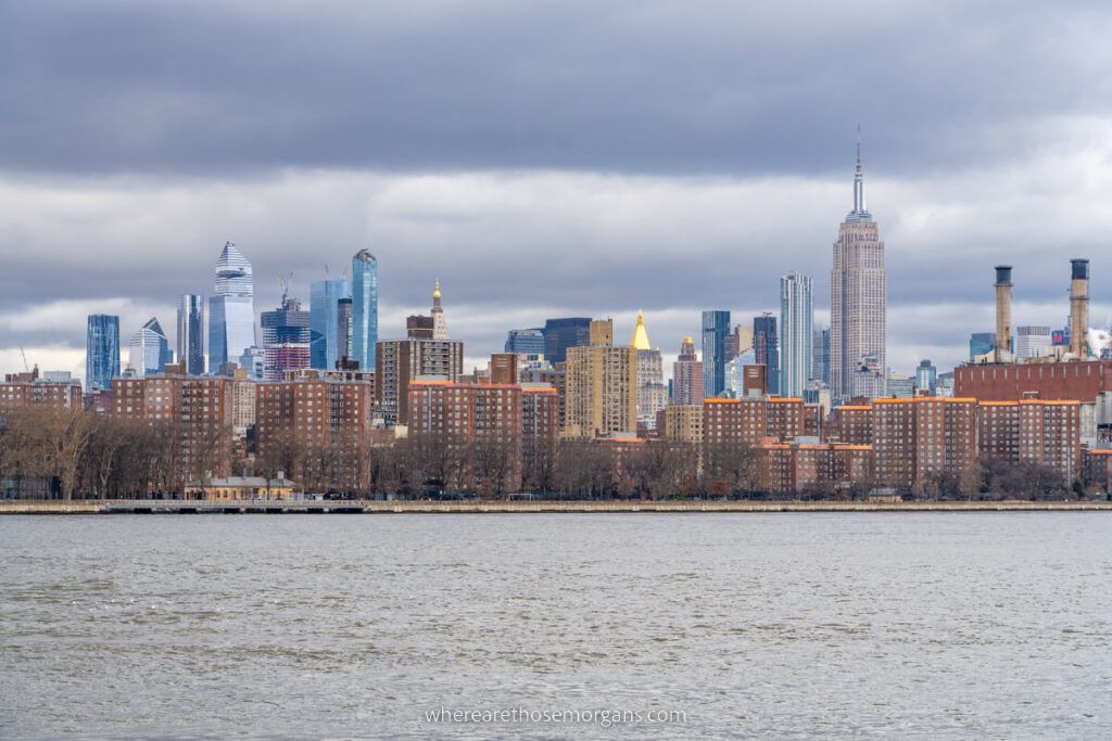 New York's Midtown Manhattan skyline from Domino Park in Williamsburg across the East River