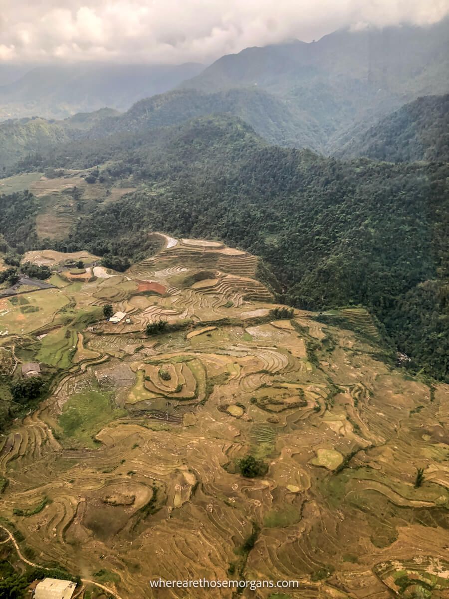 View of the rice terraces from the Sapa Cable