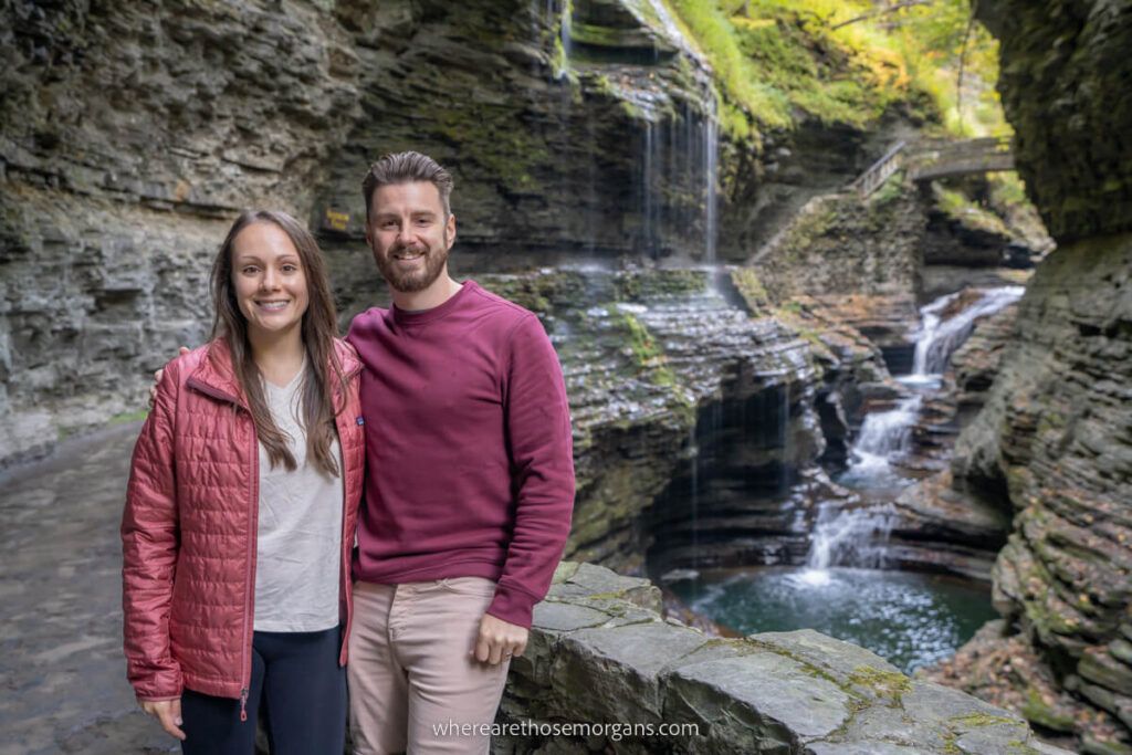 Couple posing for a photo at Watkins Glen State Park