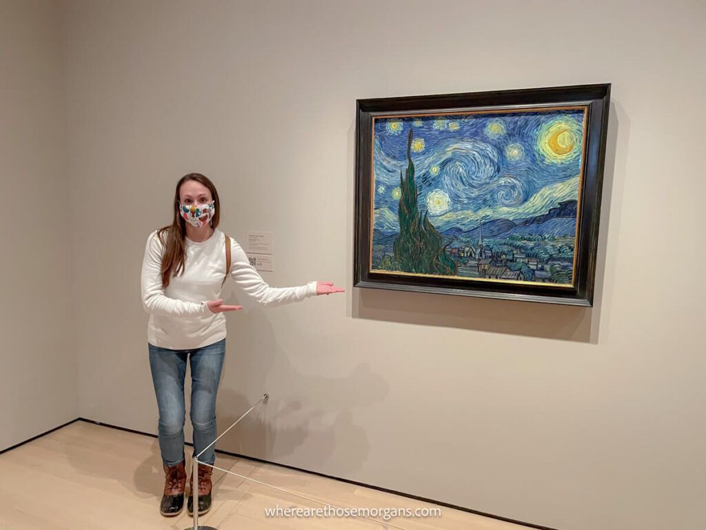 Woman with at MoMA in nyc with Starry Night