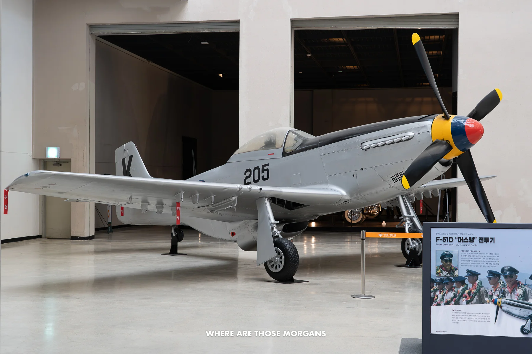 Plane inside a museum in Seoul with information board