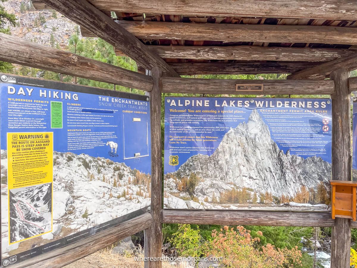 Photo of a trailhead information board in Washington State