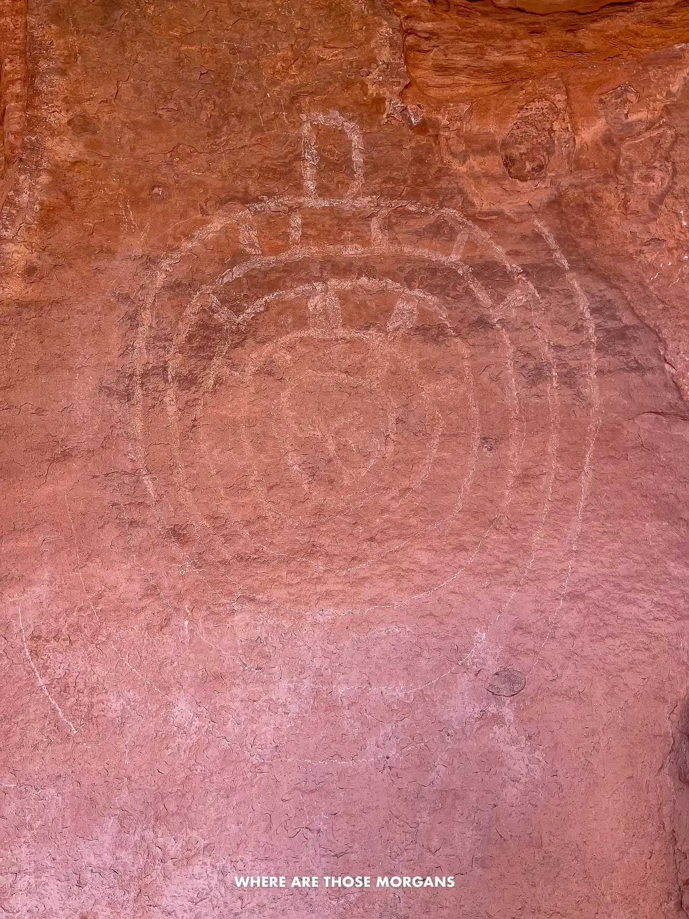 Turtle petroglyph on a red rock wall inside a small ruin near a cave in Sedona